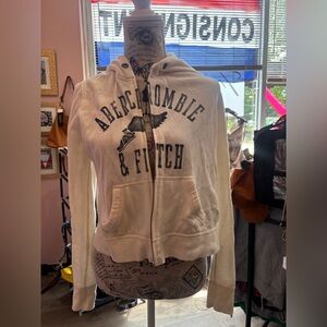 Abercrombie & Fitch Off-White Zip-Up Hoodie